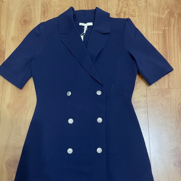 Maje Ralazer Navy Blue Stretch Knit Blazer Dress New With Tags size 38 EU - Picture 12 of 14